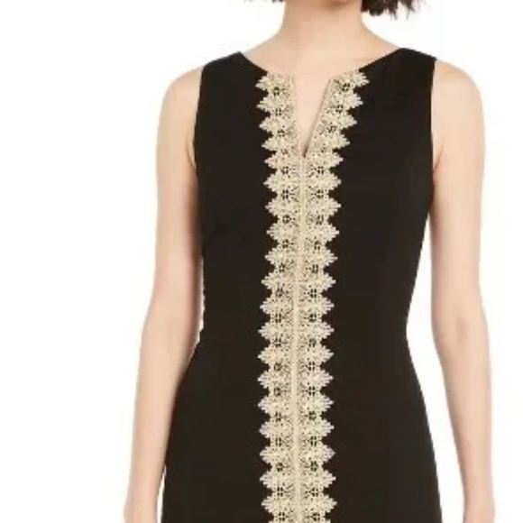 Pappagallo Gold Embellished Sleeveless Sheath Dress Size 10 - Picture 3 of 5